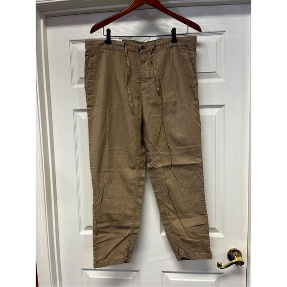 Zara Other - Zara Tan Cropped Linen Pant sz L NWT